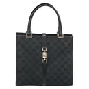 GUCCI GG Canvas Jackie Hand Bag Black Silver 002 1065 Auth 144418-13