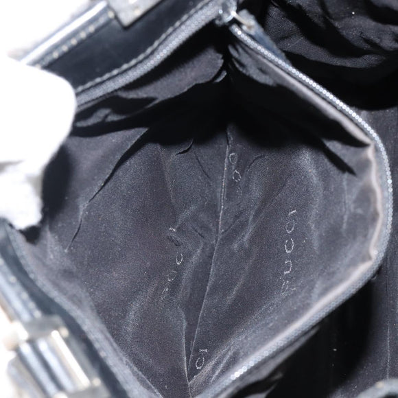 GUCCI GG Canvas Jackie Hand Bag Black Silver 002 1065 Auth 144418