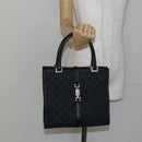 GUCCI GG Canvas Jackie Hand Bag Black Silver 002 1065 Auth 144418-22
