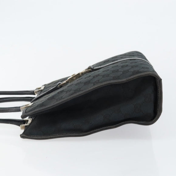 GUCCI GG Canvas Jackie Hand Bag Black Silver 002 1065 Auth 144418