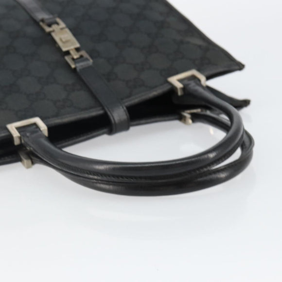 GUCCI GG Canvas Jackie Hand Bag Black Silver 002 1065 Auth 144418