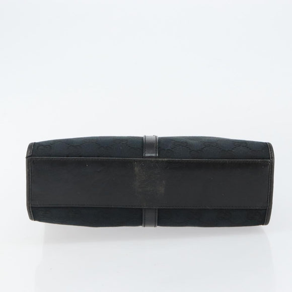 GUCCI GG Canvas Jackie Hand Bag Black Silver 002 1065 Auth 144418