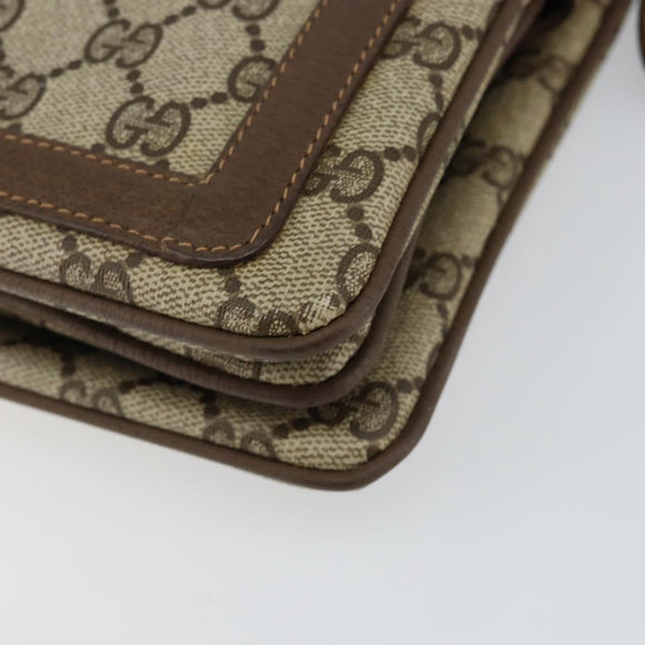 GUCCI GG Supreme Web Sherry Line Bag PVC Beige Gold 14 02 013 Auth 144420