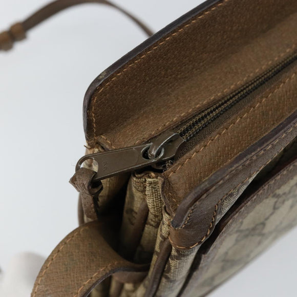 GUCCI GG Supreme Web Sherry Line Bag PVC Beige Gold 14 02 013 Auth 144420