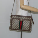 GUCCI GG Supreme Web Sherry Line Bag PVC Beige Gold 14 02 013 Auth 144420-23