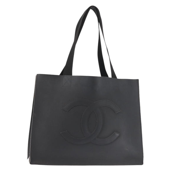 CHANEL COCO Mark Tote Bag Rubber Black CC Auth 144424