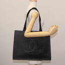 CHANEL COCO Mark Tote Bag Rubber Black CC Auth 144424-19