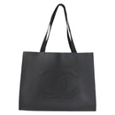CHANEL COCO Mark Tote Bag Rubber Black CC Auth 144424-2