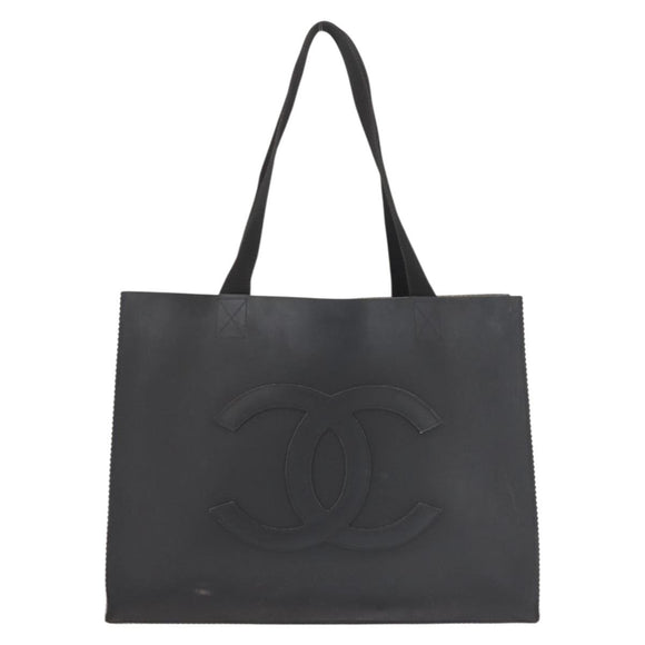 CHANEL COCO Mark Tote Bag Rubber Black CC Auth 144424