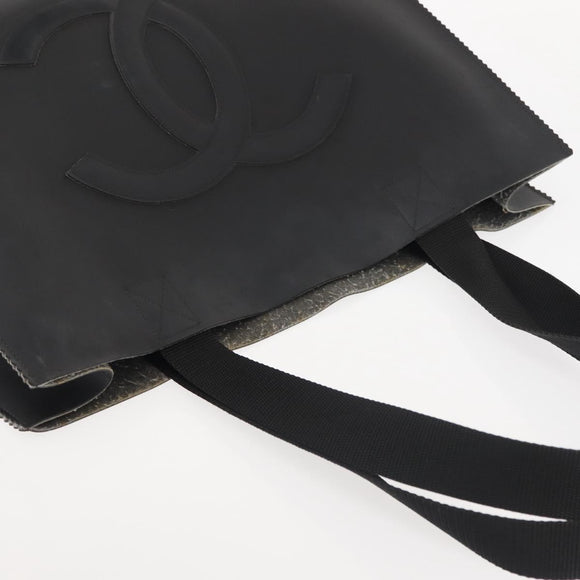 CHANEL COCO Mark Tote Bag Rubber Black CC Auth 144424