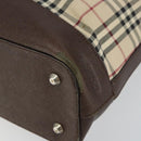 BURBERRY Nova Check Tote Bag Canvas Leather Beige Silver Auth 144429-9