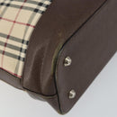 BURBERRY Nova Check Tote Bag Canvas Leather Beige Silver Auth 144429-16