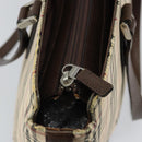 BURBERRY Nova Check Tote Bag Canvas Leather Beige Silver Auth 144429-10