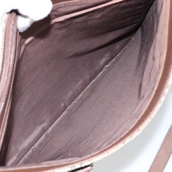 BURBERRY Nova Check Tote Bag Canvas Leather Beige Silver Auth 144429