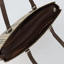 BURBERRY Nova Check Tote Bag Canvas Leather Beige Silver Auth 144429-6