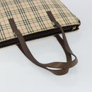 BURBERRY Nova Check Tote Bag Canvas Leather Beige Silver Auth 144429-7