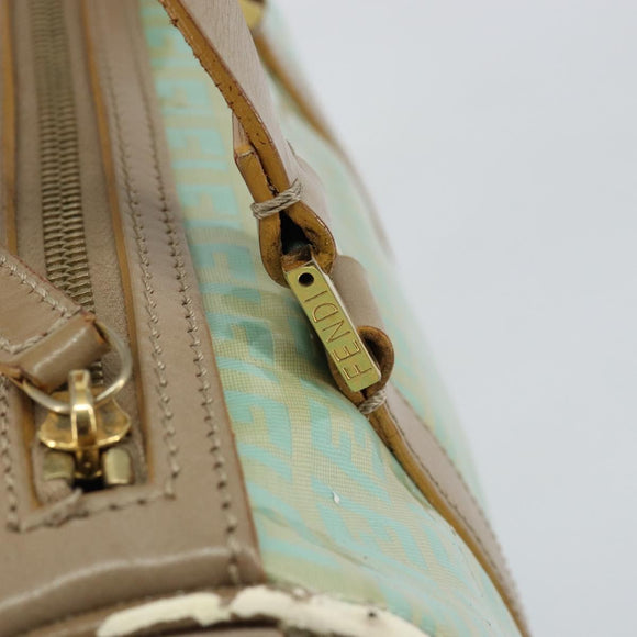 FENDI Zucchino Canvas Hand Bag Gold Light green Auth 144431