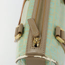 FENDI Zucchino Canvas Hand Bag Gold Light green Auth 144431-17