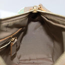 FENDI Zucchino Canvas Hand Bag Gold Light green Auth 144431-19