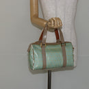 FENDI Zucchino Canvas Hand Bag Gold Light green Auth 144431-22