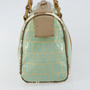 FENDI Zucchino Canvas Hand Bag Gold Light green Auth 144431-3