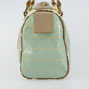 FENDI Zucchino Canvas Hand Bag Gold Light green Auth 144431-4