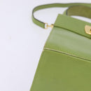 Salvatore Ferragamo Gancini Hand Bag Leather 2way Green Gold Auth 144432A-16
