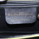 Salvatore Ferragamo Gancini Hand Bag Leather 2way Green Gold Auth 144432A-12