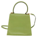 Salvatore Ferragamo Gancini Hand Bag Leather 2way Green Gold Auth 144432A-2