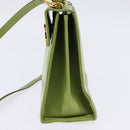 Salvatore Ferragamo Gancini Hand Bag Leather 2way Green Gold Auth 144432-4