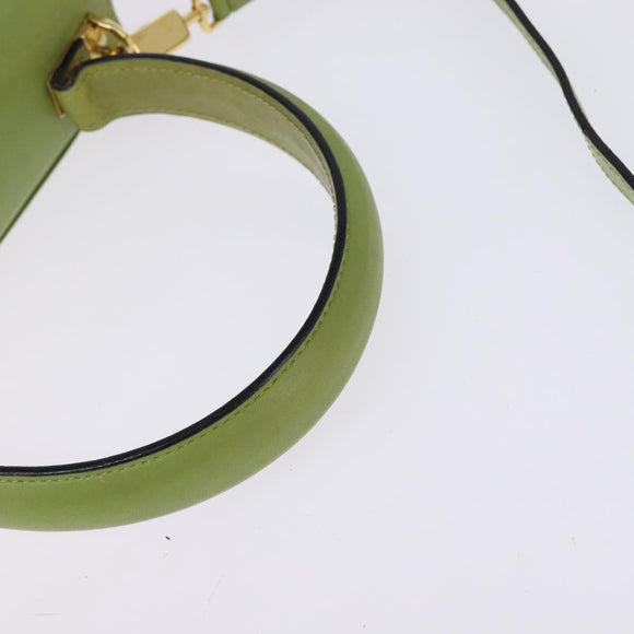 Salvatore Ferragamo Gancini Hand Bag Leather 2way Green Gold Auth 144432A