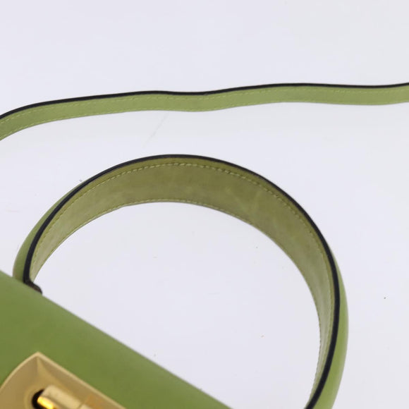 Salvatore Ferragamo Gancini Hand Bag Leather 2way Green Gold Auth 144432