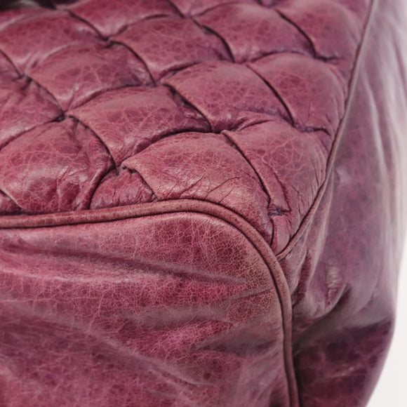 BALENCIAGA The Matelasse Hand Bag Leather Purple Silver 168031 Auth 144433