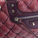 BALENCIAGA The Matelasse Hand Bag Leather Purple Silver 168031 Auth 144433-18