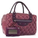 BALENCIAGA The Matelasse Hand Bag Leather Purple Silver 168031 Auth 144433-1