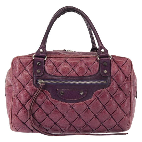 BALENCIAGA The Matelasse Hand Bag Leather Purple Silver 168031 Auth 144433