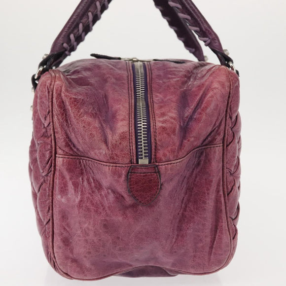 BALENCIAGA The Matelasse Hand Bag Leather Purple Silver 168031 Auth 144433