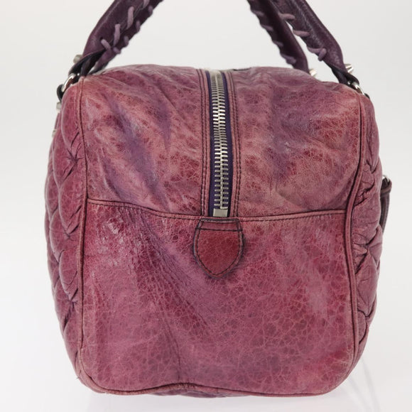 BALENCIAGA The Matelasse Hand Bag Leather Purple Silver 168031 Auth 144433