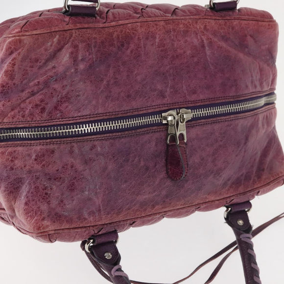 BALENCIAGA The Matelasse Hand Bag Leather Purple Silver 168031 Auth 144433