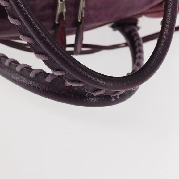 BALENCIAGA The Matelasse Hand Bag Leather Purple Silver 168031 Auth 144433