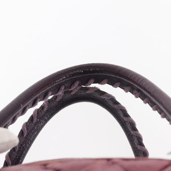 BALENCIAGA The Matelasse Hand Bag Leather Purple Silver 168031 Auth 144433