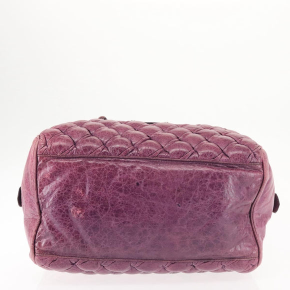 BALENCIAGA The Matelasse Hand Bag Leather Purple Silver 168031 Auth 144433