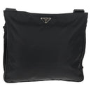 PRADA Shoulder Bag Nylon Black Silver Auth 144435V-13