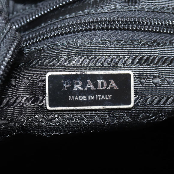 PRADA Shoulder Bag Nylon Black Silver Auth 144435V
