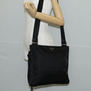 PRADA Shoulder Bag Nylon Black Silver Auth 144435V-27