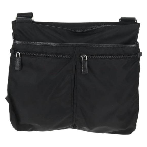 PRADA Shoulder Bag Nylon Black Silver Auth 144435V