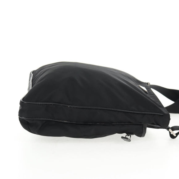 PRADA Shoulder Bag Nylon Black Silver Auth 144435V