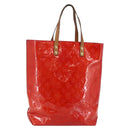 LOUIS VUITTON Monogram Vernis Reade MM Hand Bag Red Rouge M91086 LV Auth 144441-1