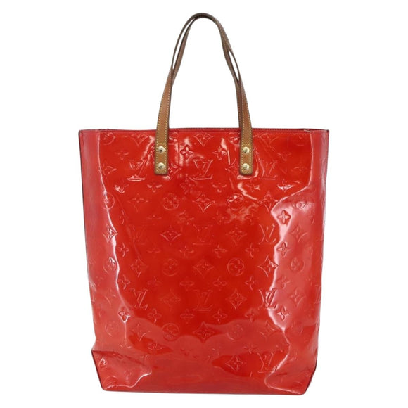 LOUIS VUITTON Monogram Vernis Reade MM Hand Bag Red Rouge M91086 LV Auth 144441