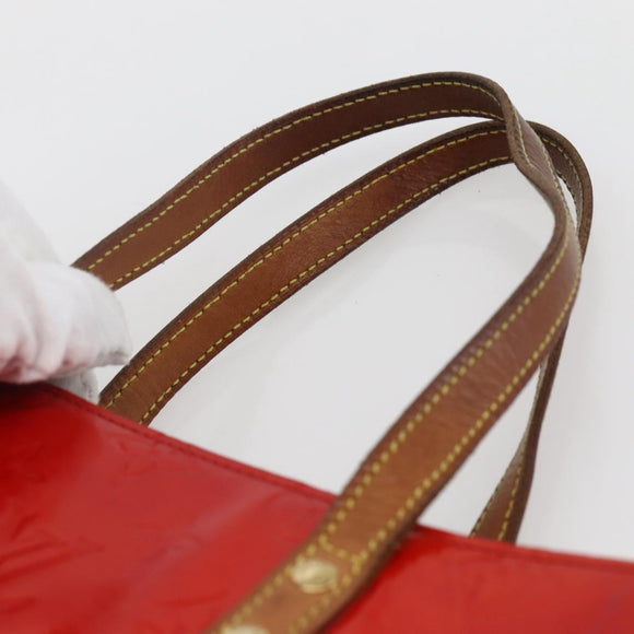 LOUIS VUITTON Monogram Vernis Reade MM Hand Bag Red Rouge M91086 LV Auth 144441